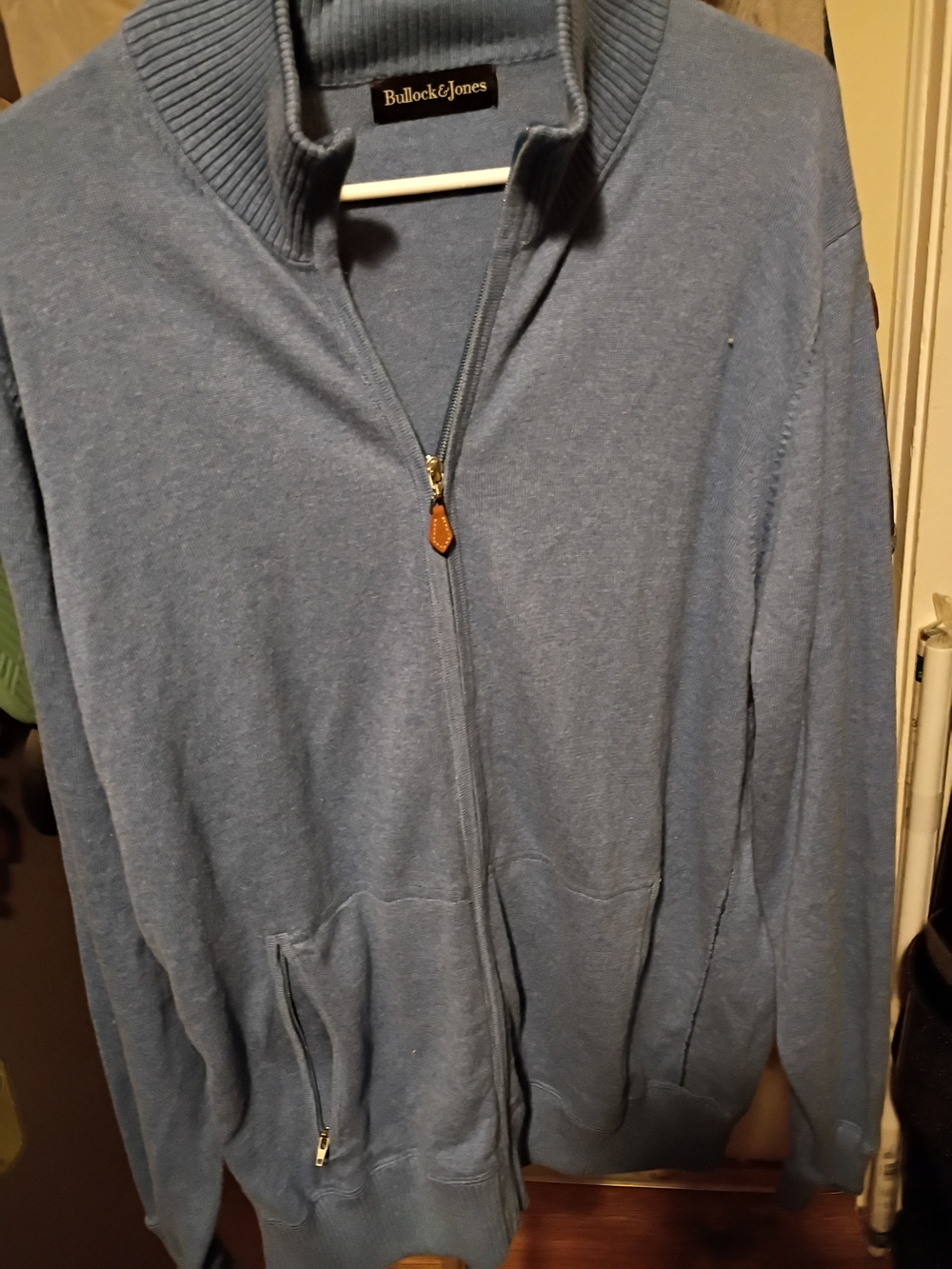 Men's Sky Blue Full-Zip Knit Sweater